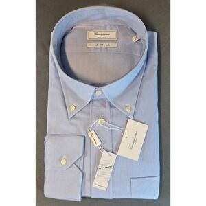 Camicissima Savona Slim Fit Men's Dress Shirt Blue Textured 100% Cotton Size 50